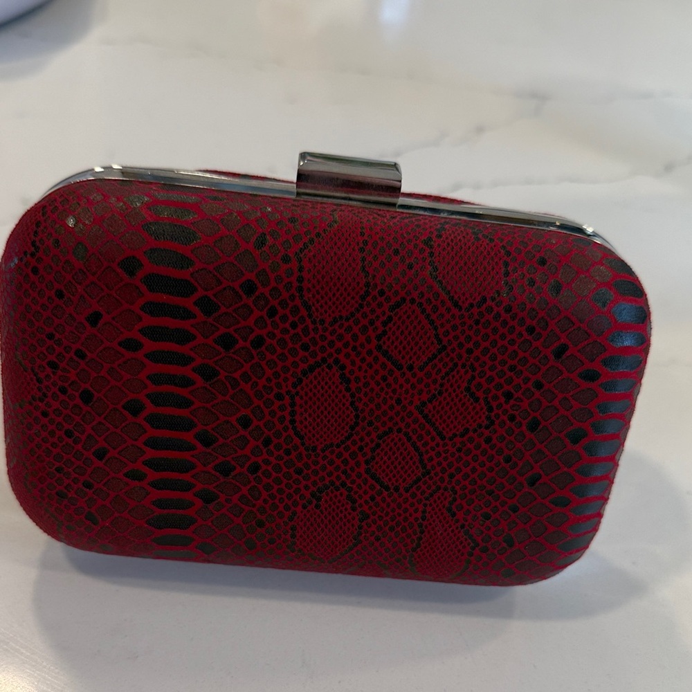 Red Snakeskin Clutch